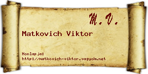 Matkovich Viktor névjegykártya